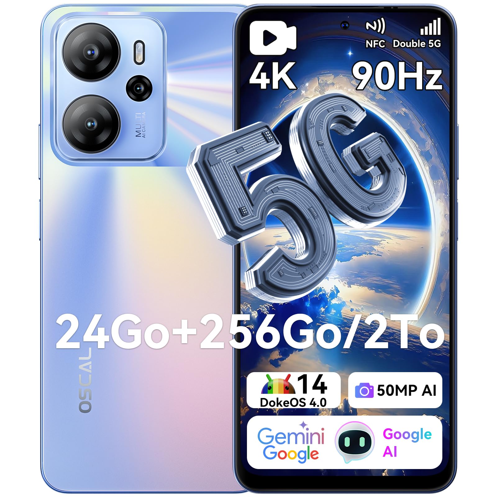 OSCAL Tiger 13 Smartphone 5G, Android 14 Telephone Portable 5G